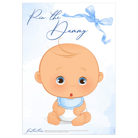 Blue Baby Bow Pin the Dummy Baby Shower Game