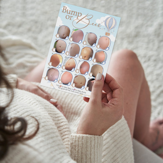 Baby Bump or Beer Game in Up, Up and Away Theme Blue