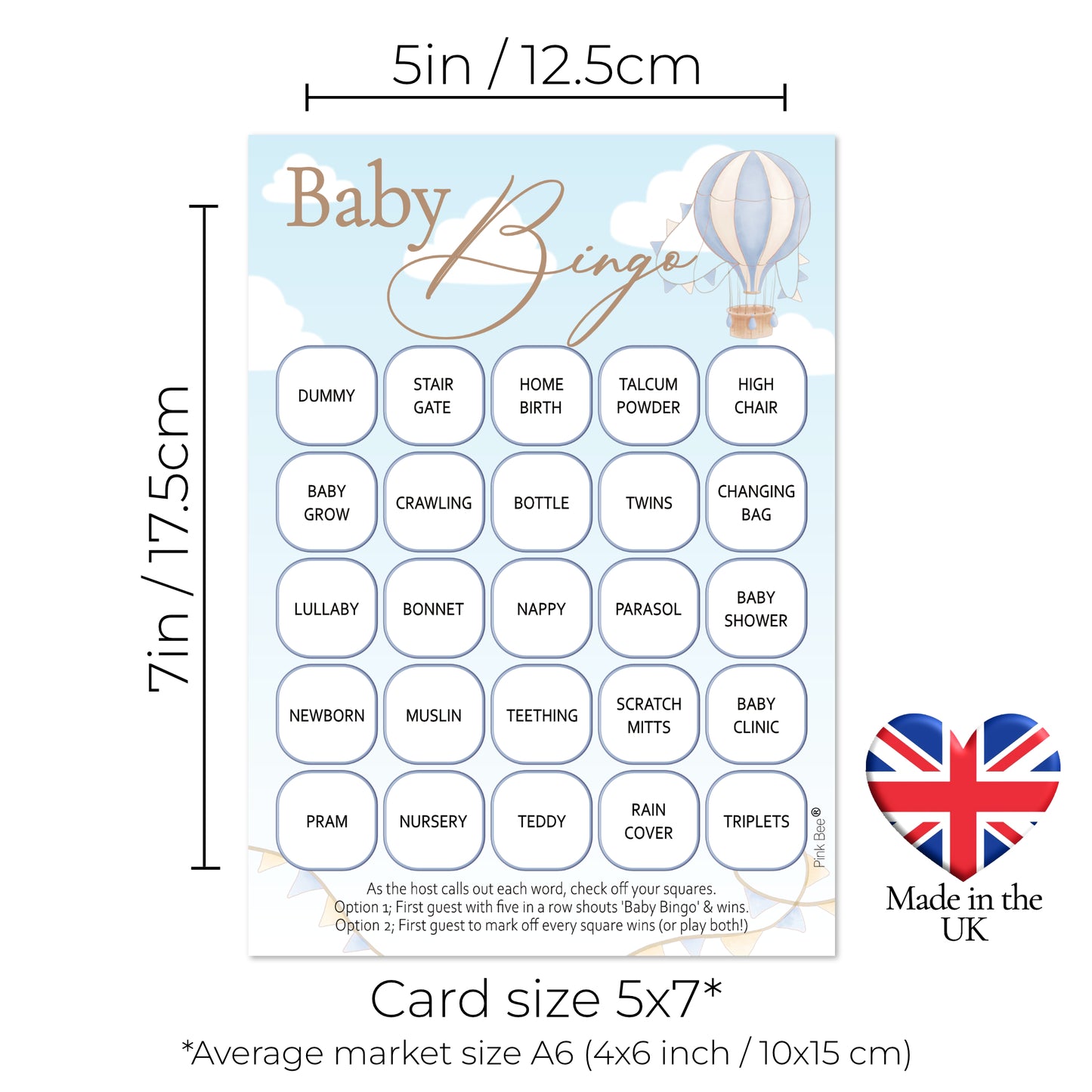 Baby Bingo Game in Up, Up and Away Theme Blue