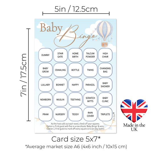 Baby Bingo Game in Up, Up and Away Theme Blue