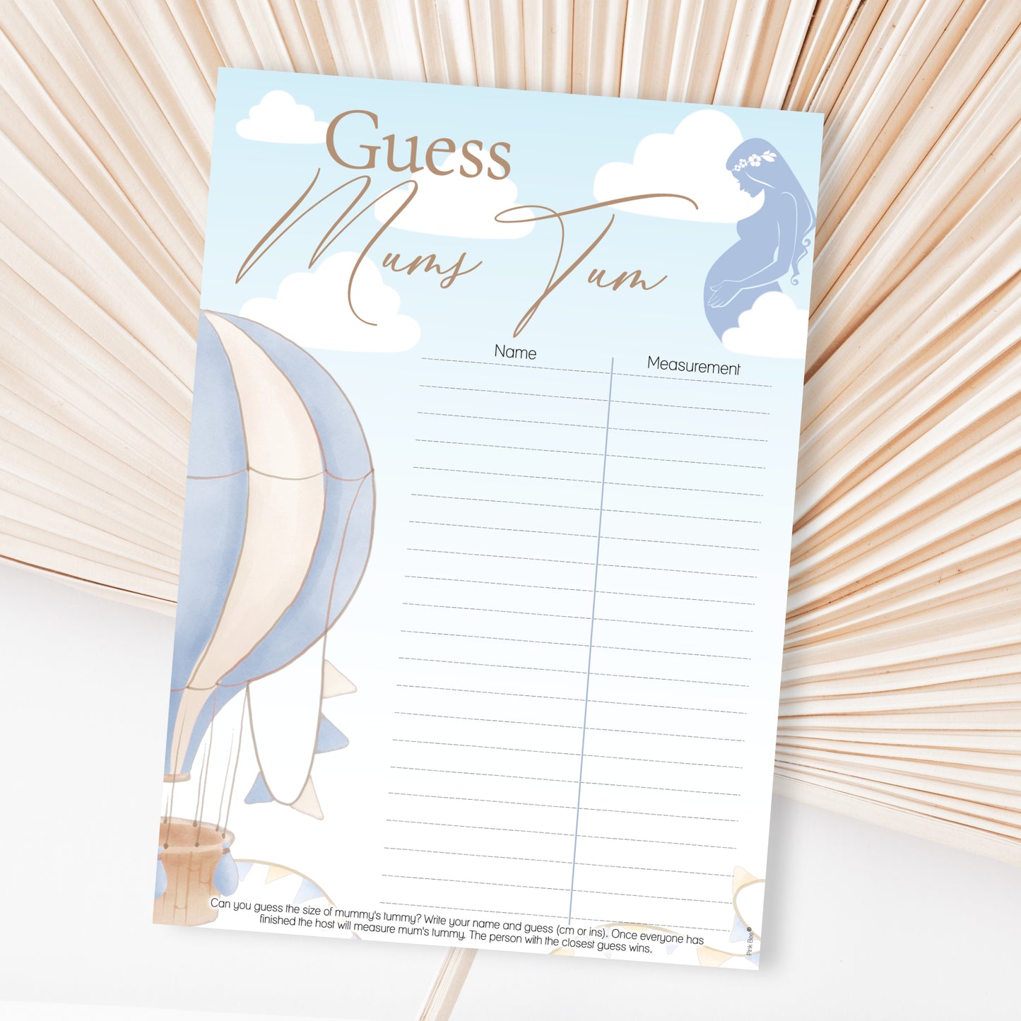 NEW - Up Up and Away Guess Mums Tum Game in Blue