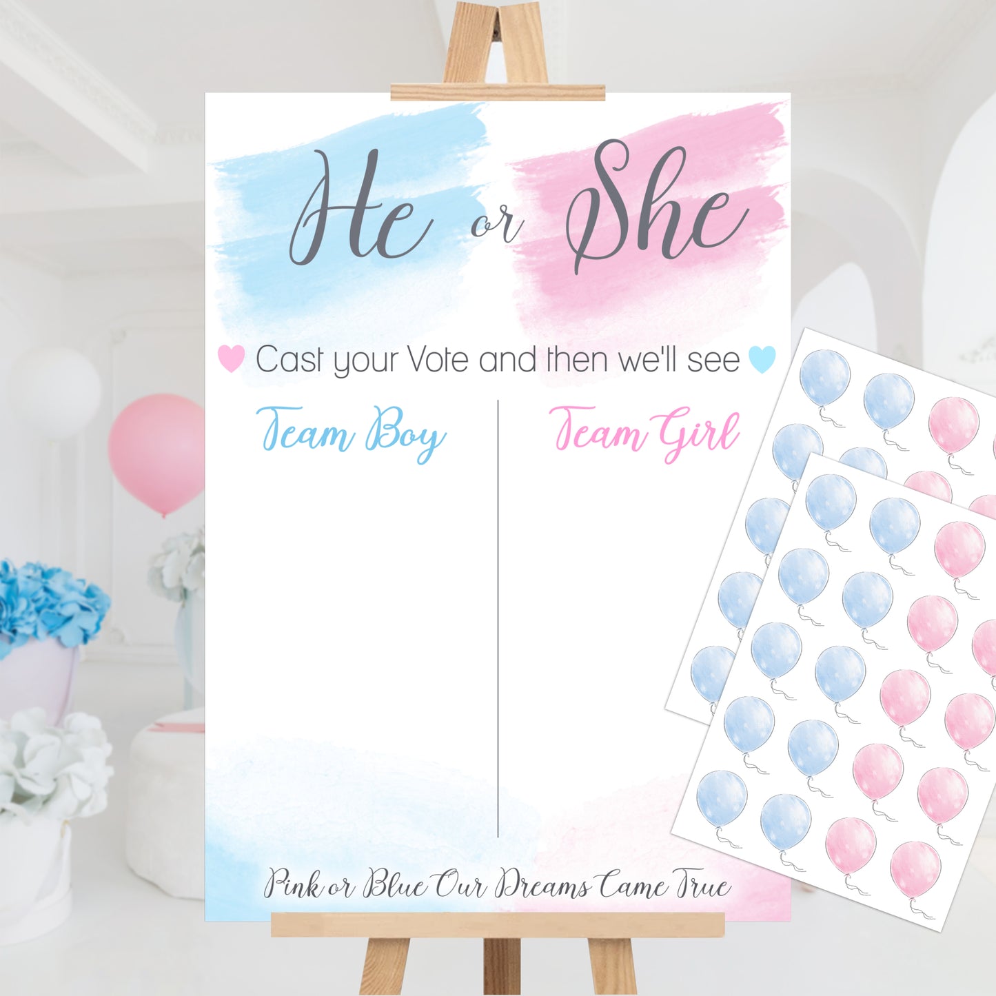 He or She Gender Reveal Voting Sign Guessing Game