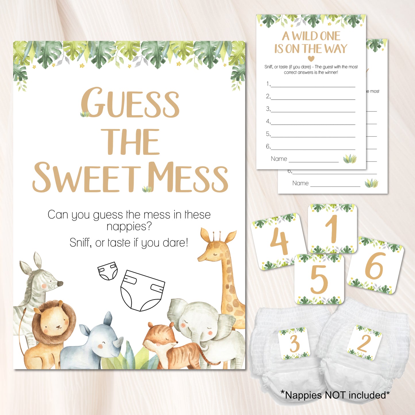 Safari Themed Guess the Sweet Mess Baby Shower Game