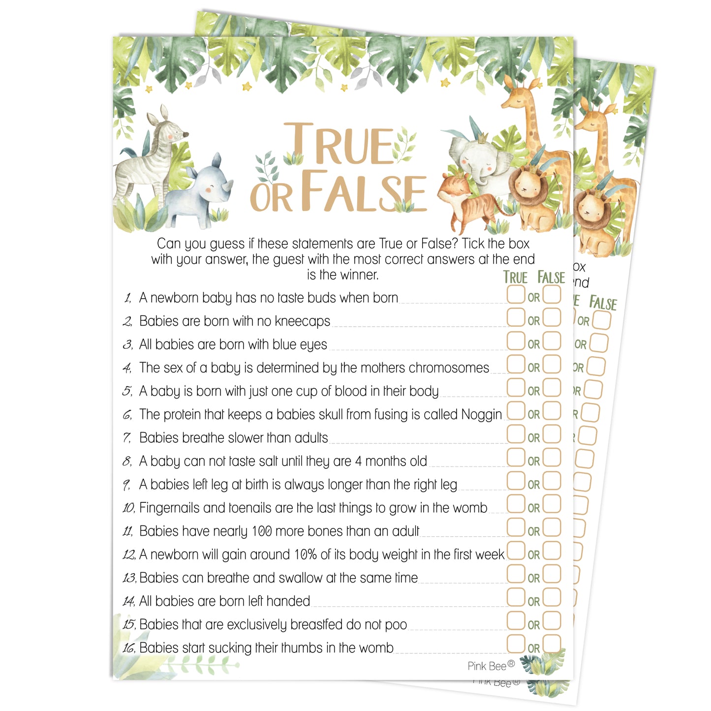 Baby Safari True or False Game