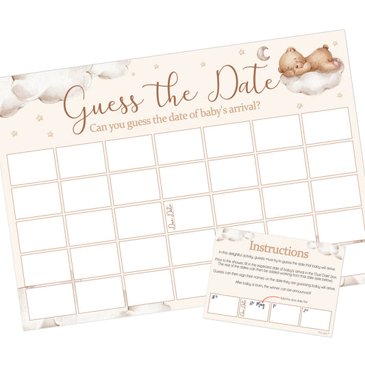 Teddy Bear Guess the Date Baby Shower Activity