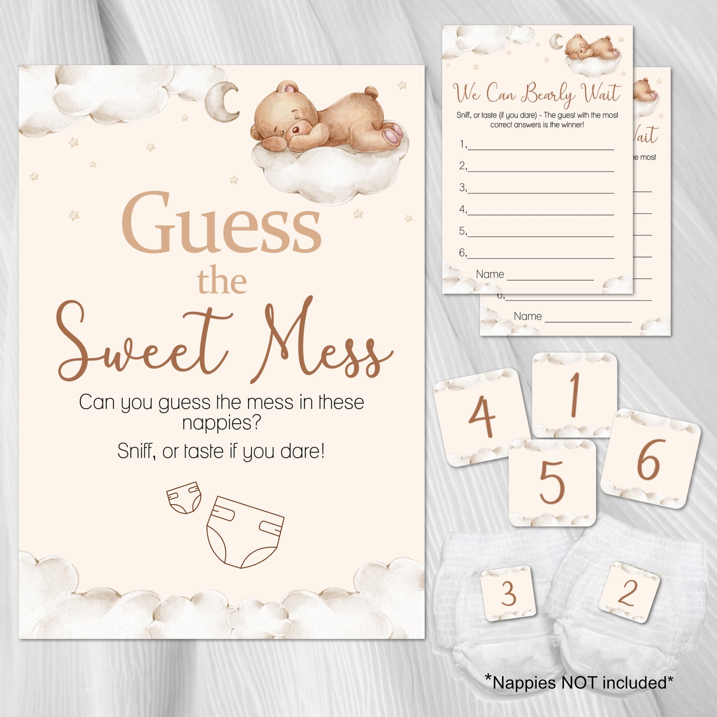 Teddy Themed Guess the Sweet Mess Baby Shower Game