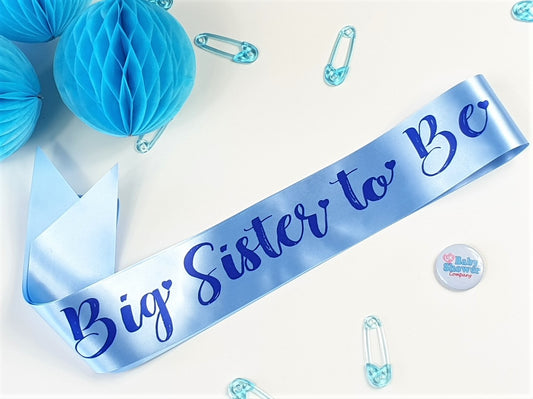Big Sister to Be Sash Small - Blue - Uk Baby Shower Co ltd
