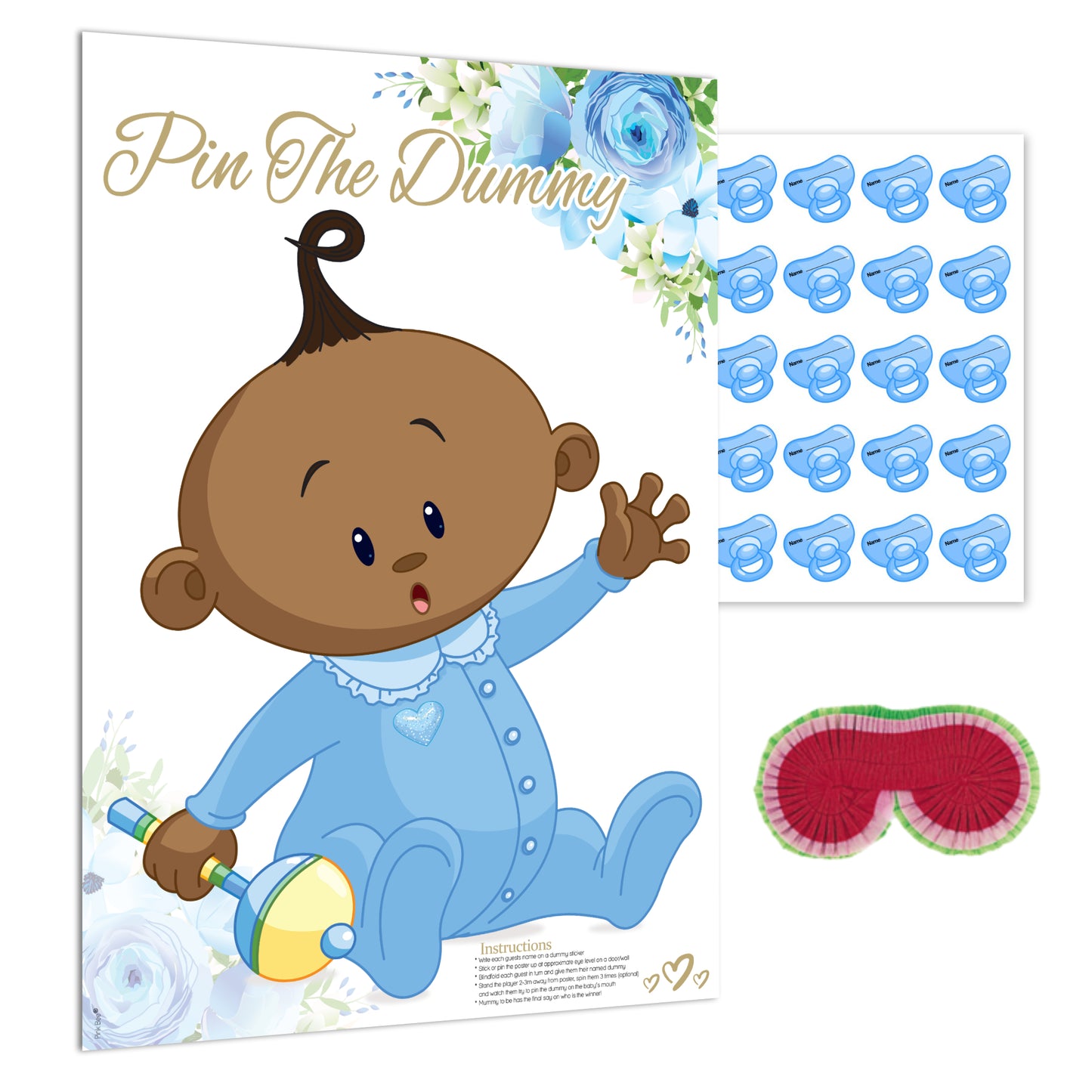 Blue Floral Pin the Dummy Game Ethnic