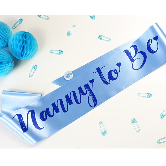 Nanny to Be Sash - Blue - Uk Baby Shower Co ltd
