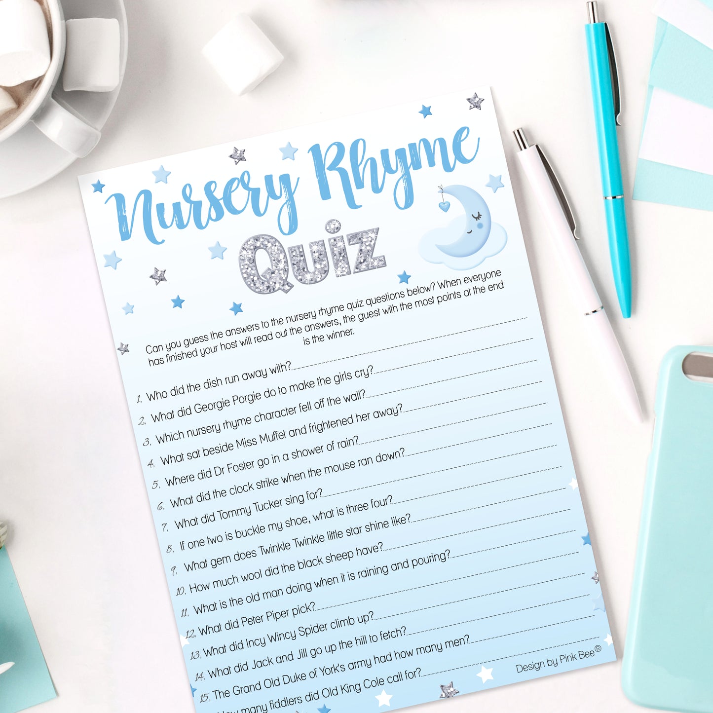 Blue Moon and Stars Nursery Rhyme Quiz Game