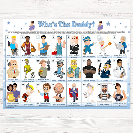 Guess Who's the Daddy Team Game - CLEARANCE - Uk Baby Shower Co ltd