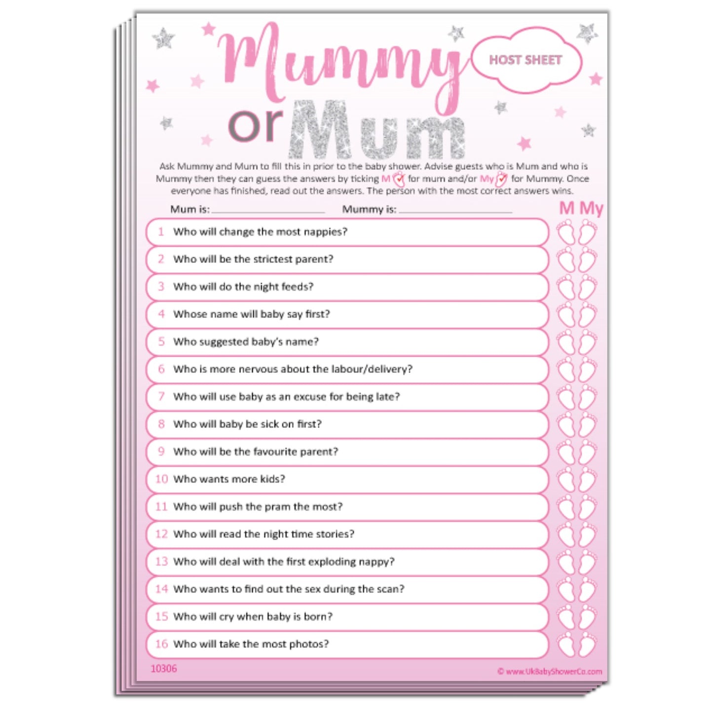 Mummy or Mum Party Game - Uk Baby Shower Co ltd