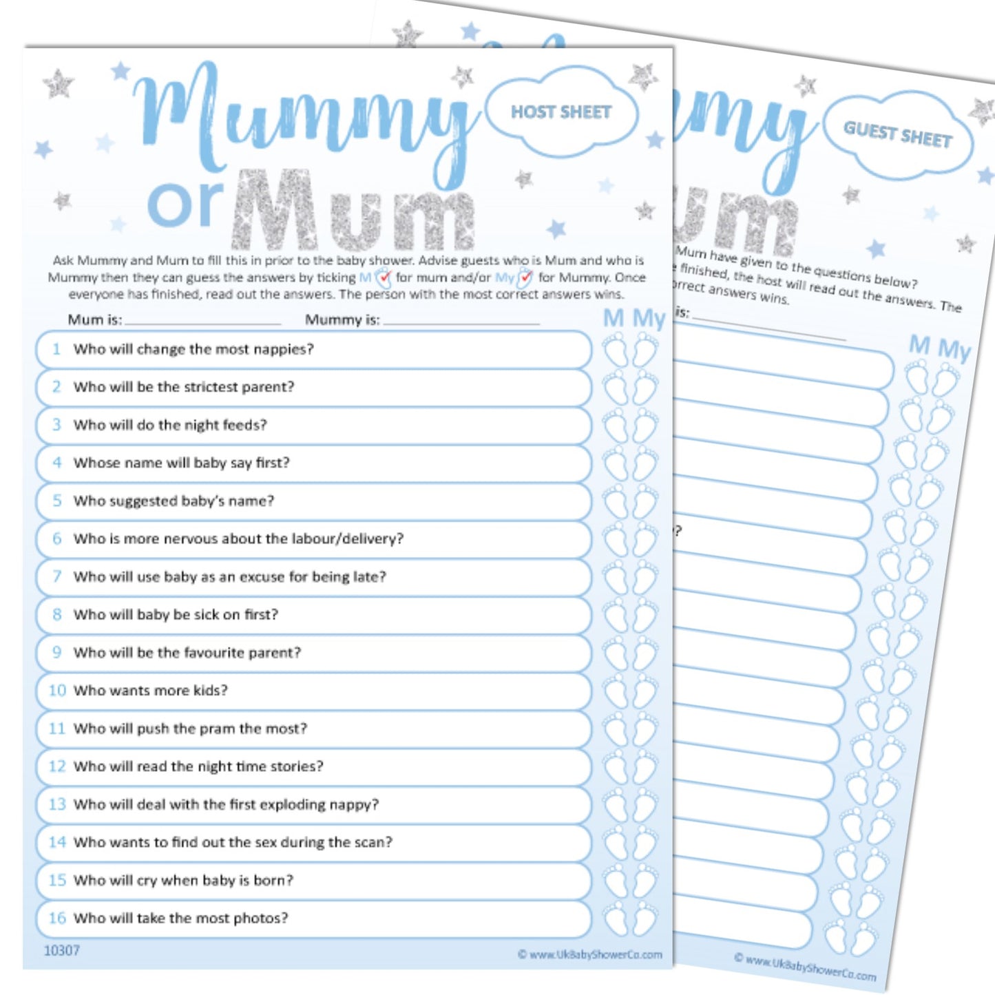 Mummy or Mum Party Game - Uk Baby Shower Co ltd
