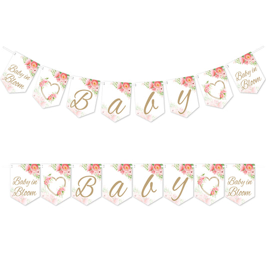 Pink Floral Themed BABY Flag Banner