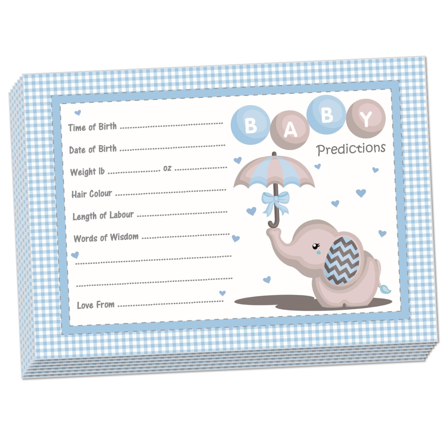 Baby Elephant Prediction Cards Keepsake Game - Uk Baby Shower Co ltd