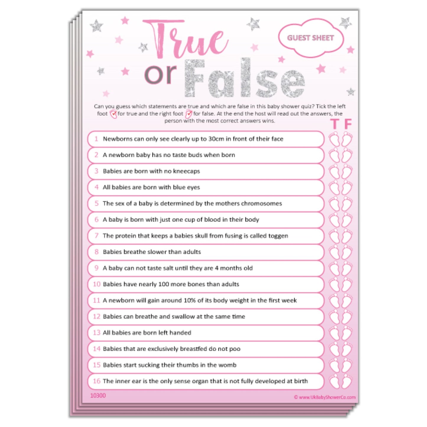 True or False Party Game - Uk Baby Shower Co ltd