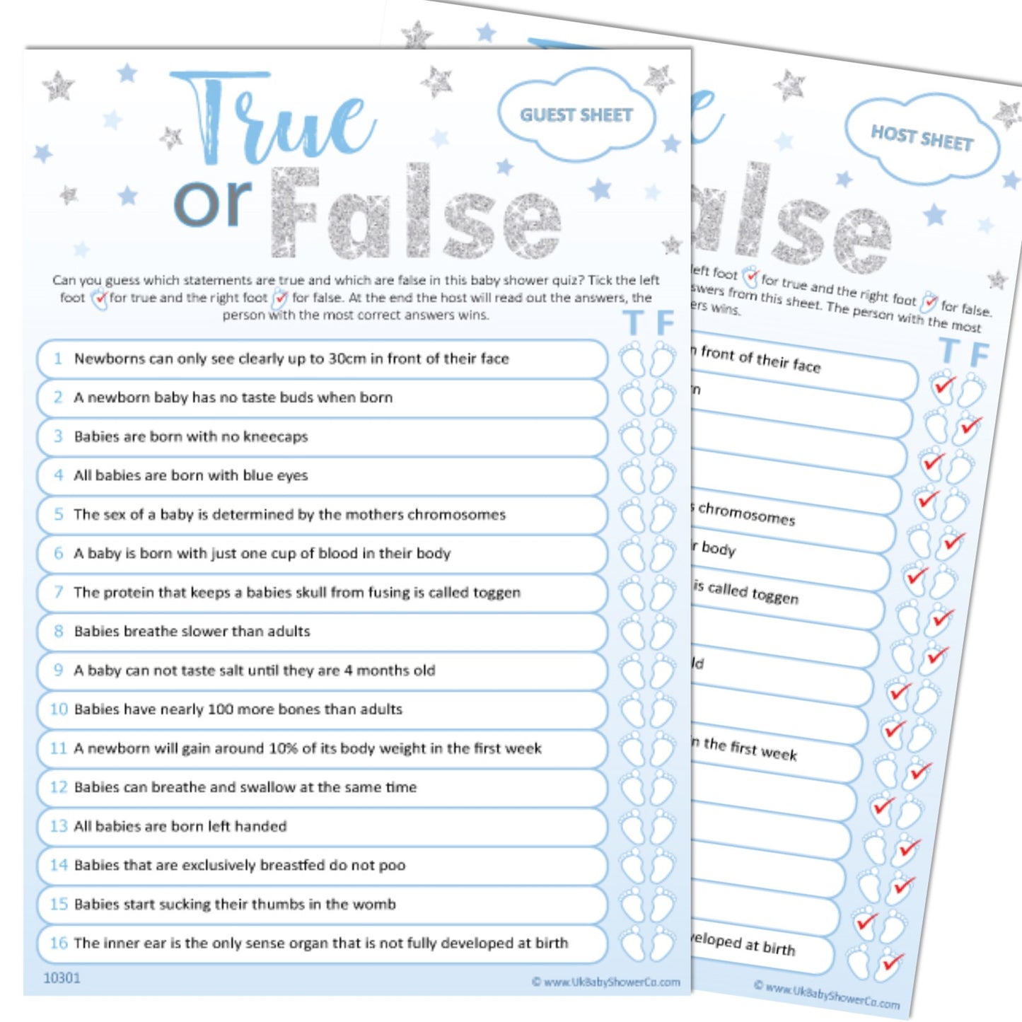 True or False Party Game - Uk Baby Shower Co ltd