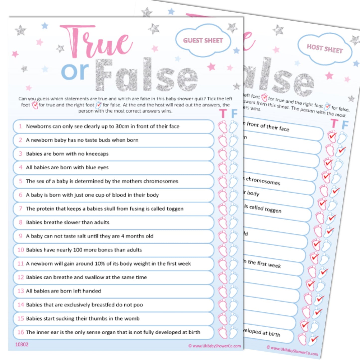 True or False Party Game - Uk Baby Shower Co ltd