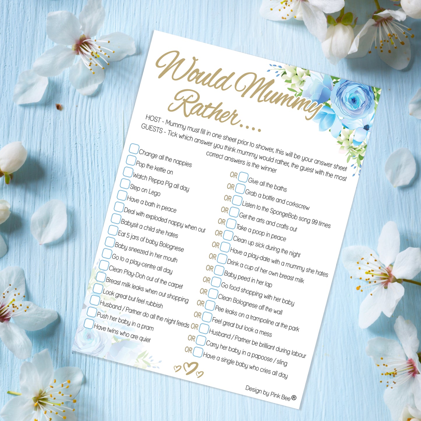 Blue Floral Would Mummy Rather Game