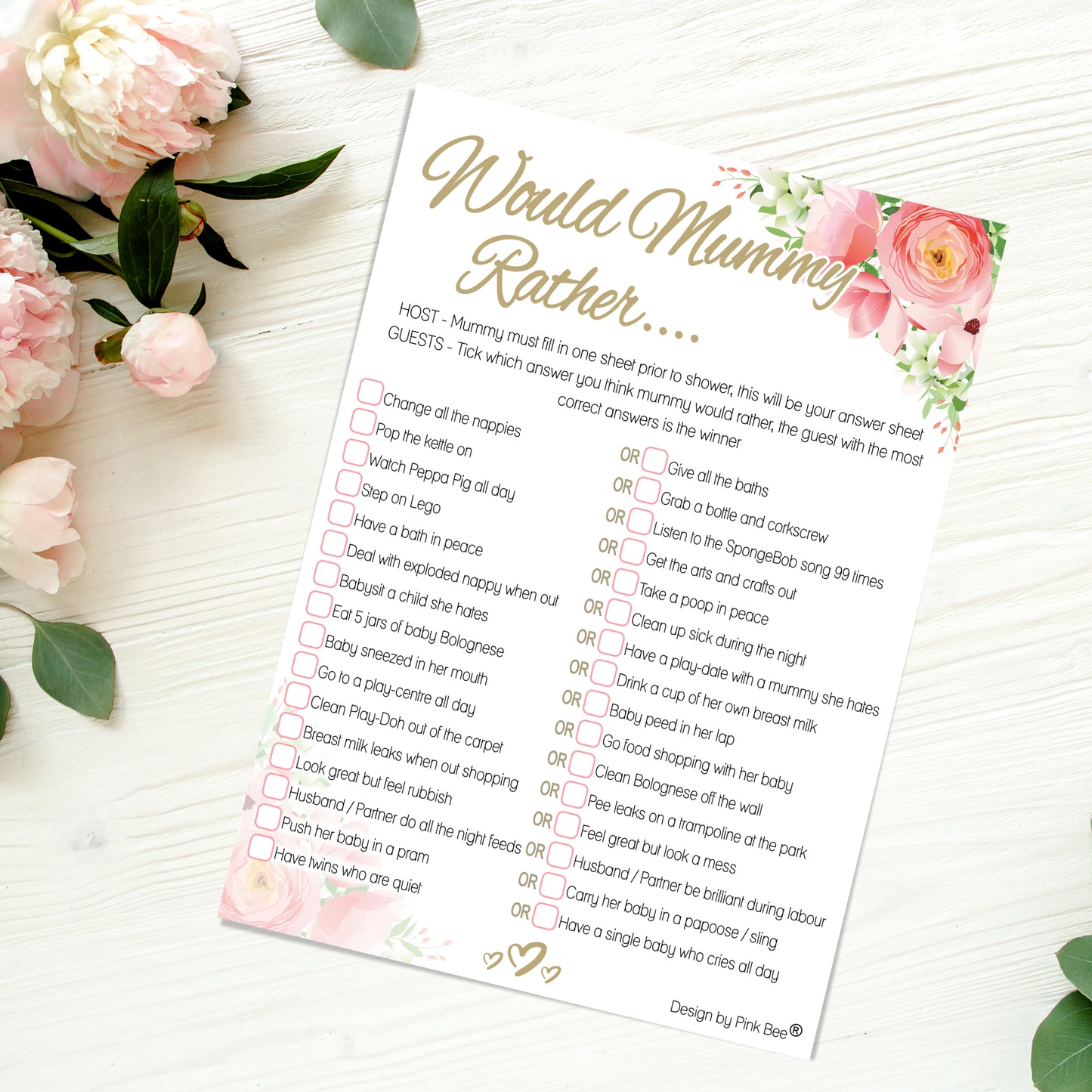 Pink Floral Would Mummy Rather Game