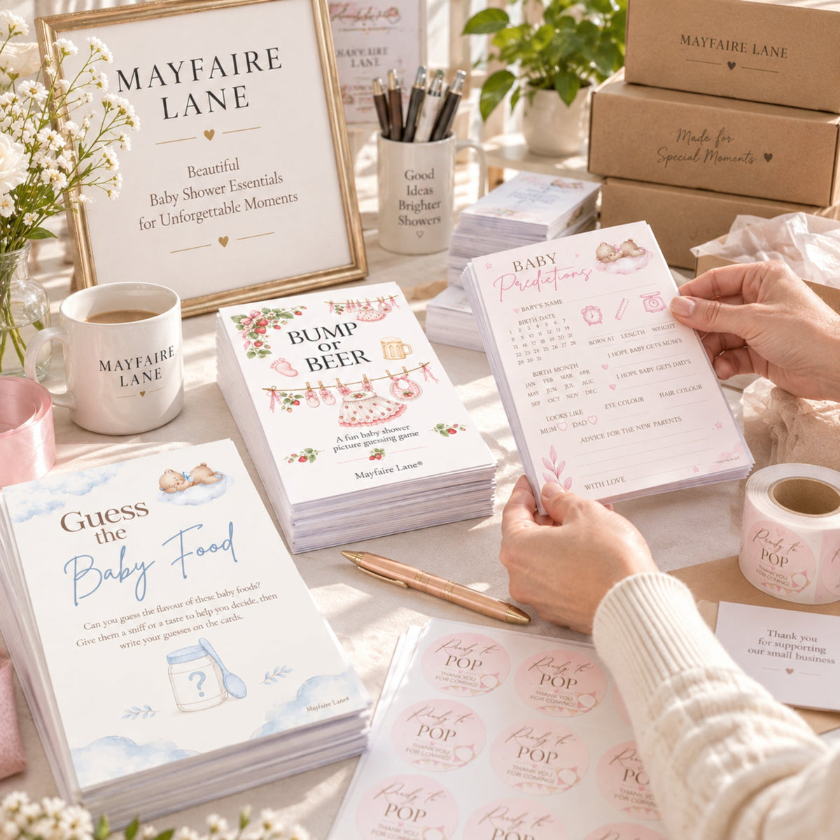 Introducing Mayfaire Lane: UK Baby Shower Games & Party Stationery