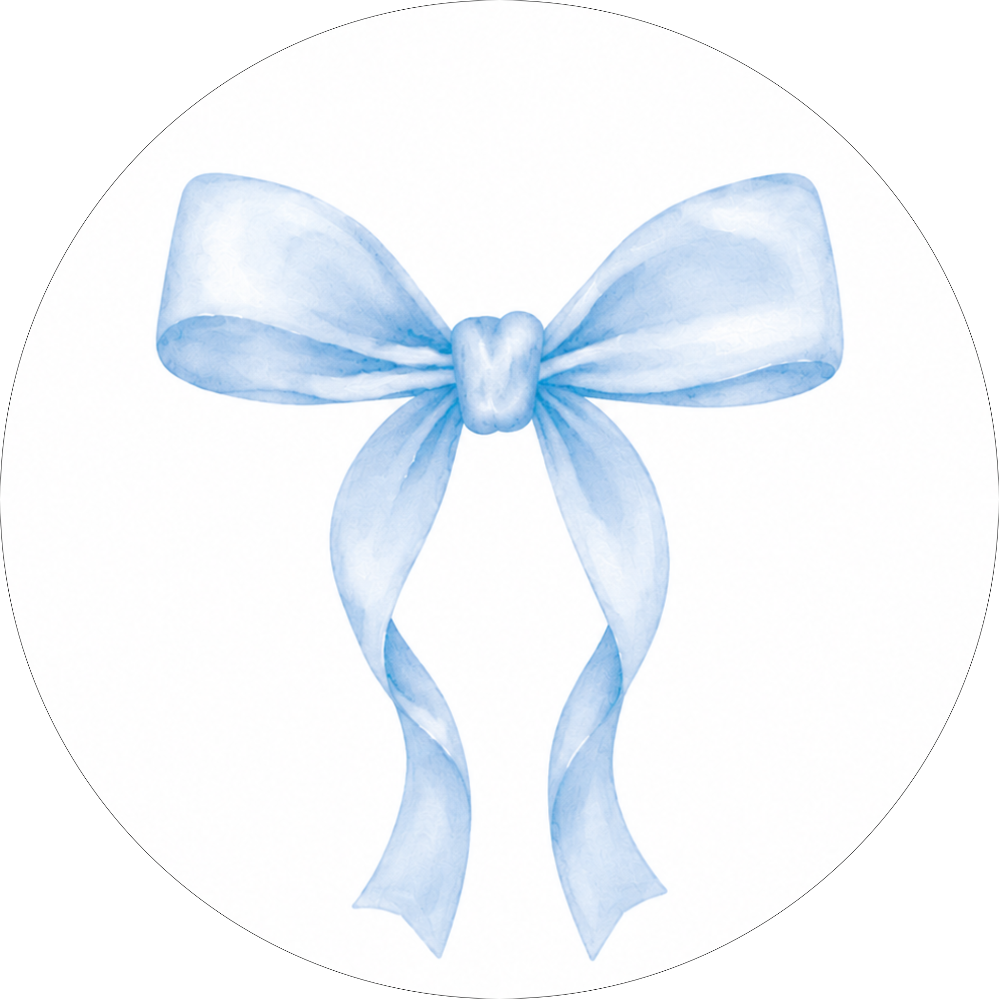 Blue bow baby shower theme collection icon featuring a soft blue ribbon bow illustration for baby shower games and decorations.