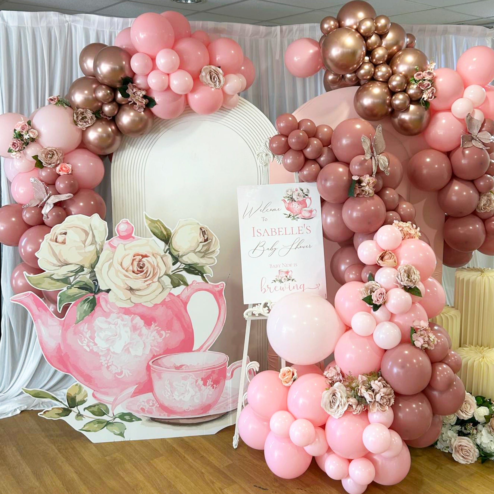 Personalised Baby Is Brewing Baby Shower Welcome Sign | Pink Tea Party