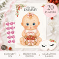 Berry Sweet Baby Pin the Dummy game with A2 strawberry poster, 20 pink dummy stickers and matching baby shower blindfold