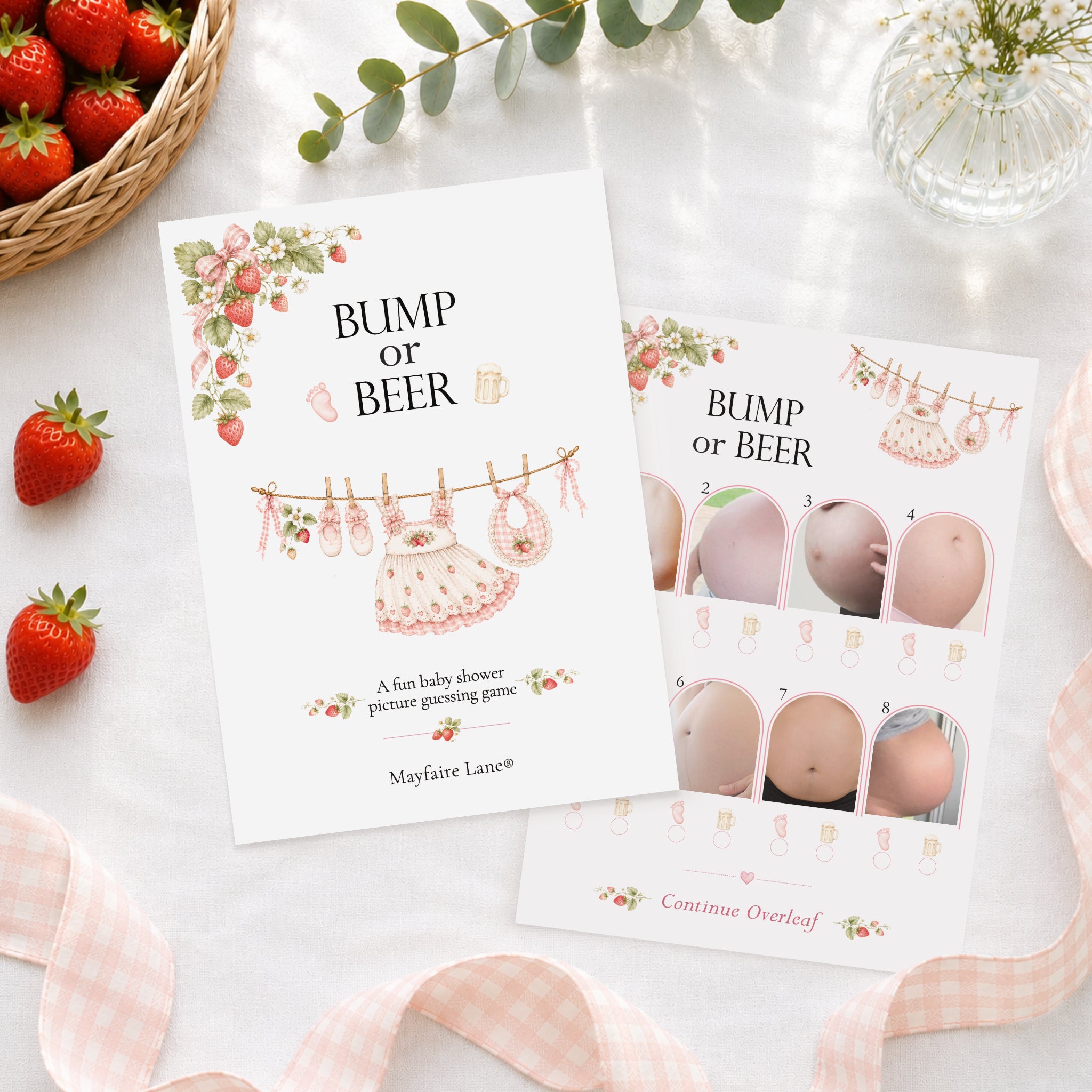 Berry Sweet Baby Shower Bump or Beer Picture Quiz Game