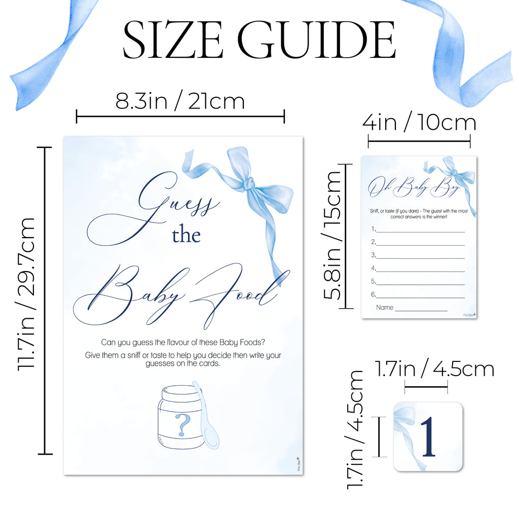 NEW - Pretty Blue Bow Theme Guess the Baby Food Game