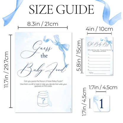 NEW - Pretty Blue Bow Theme Guess the Baby Food Game
