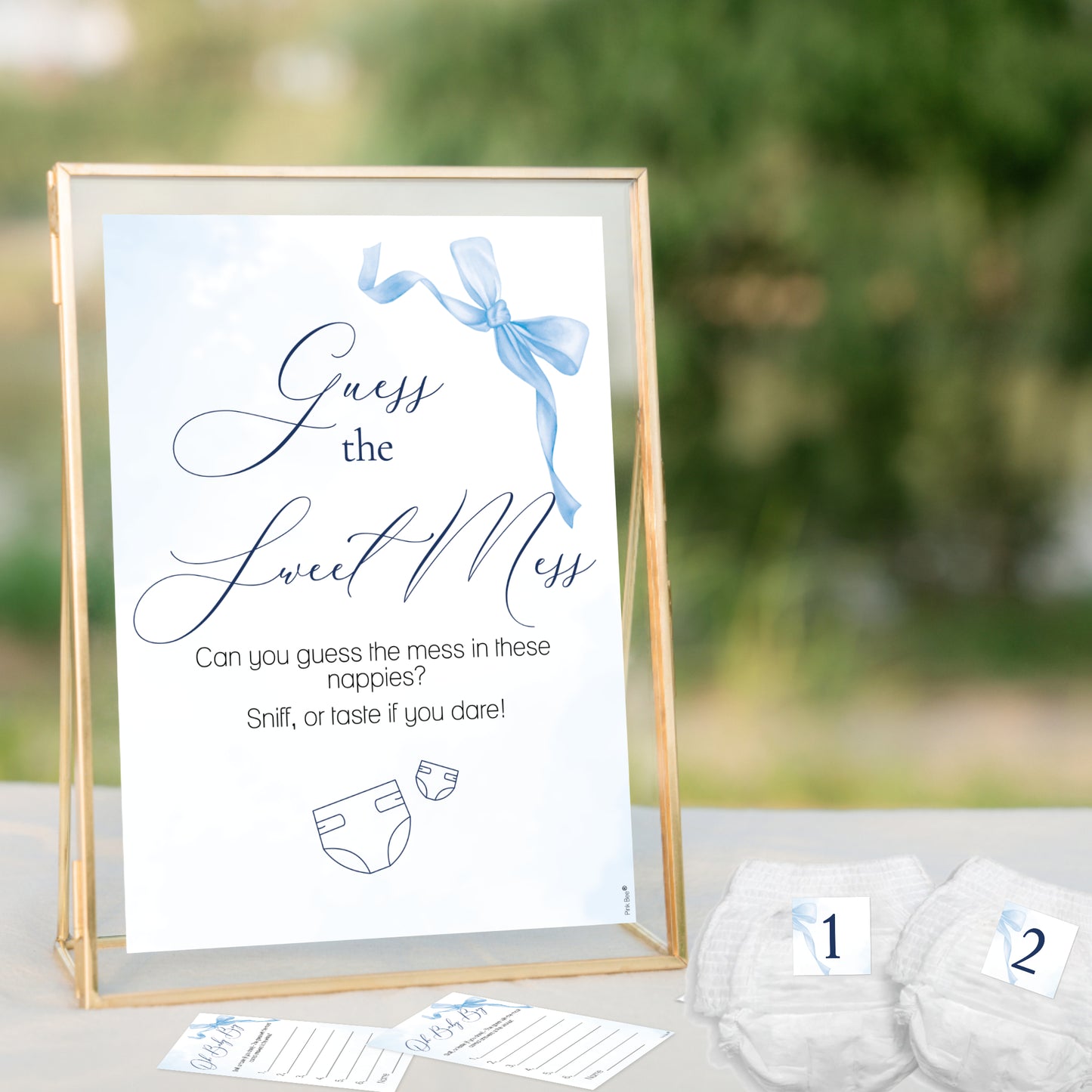 Baby Shower Game Guess the Sweet Mess Game In Pretty Blue Bow Theme