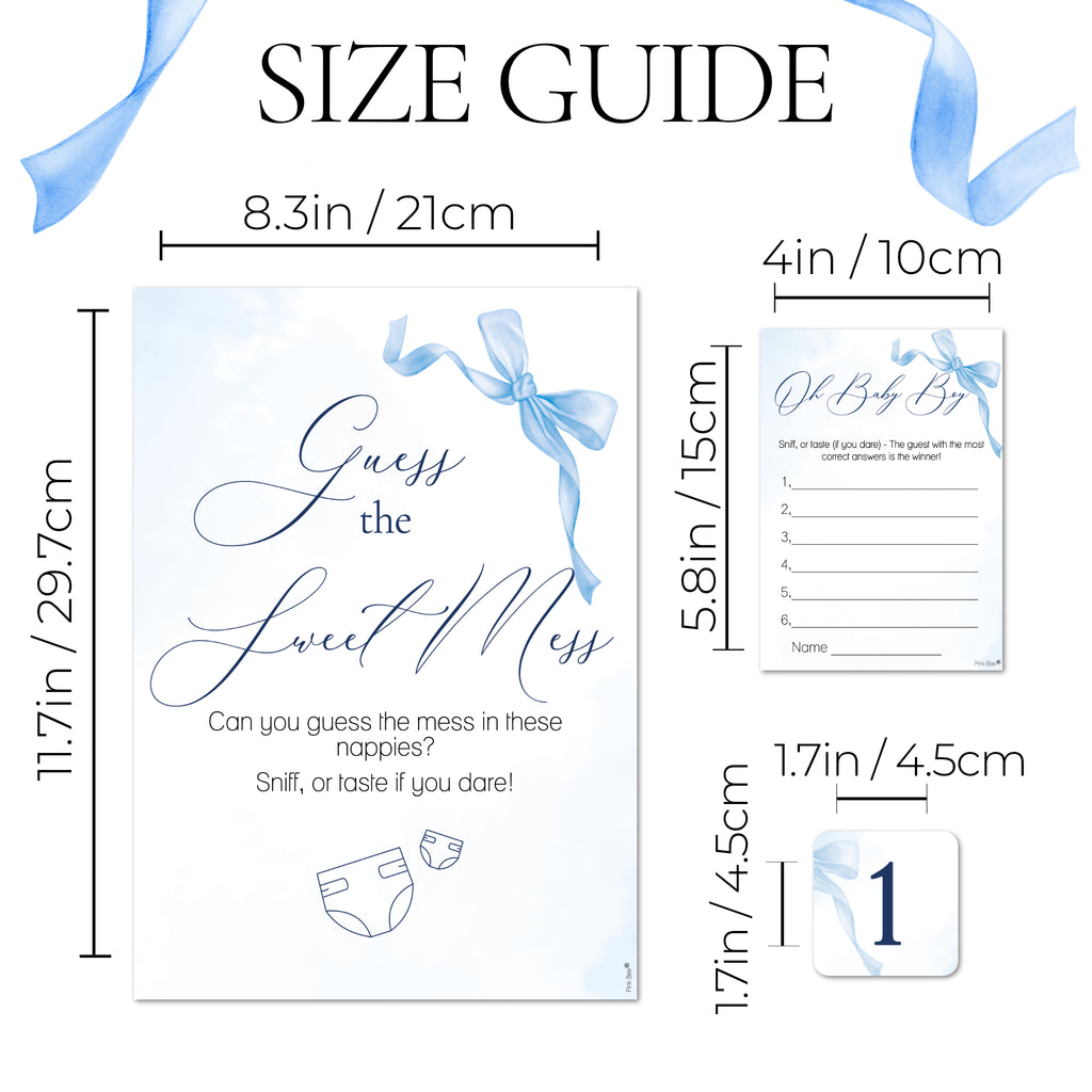 Baby Shower Game Guess the Sweet Mess Game In Pretty Blue Bow Theme for Baby Boys