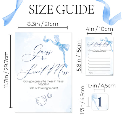 Baby Shower Game Guess the Sweet Mess Game In Pretty Blue Bow Theme for Baby Boys