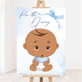 Blue Baby Bow Pin the Dummy Baby Shower Game Ethnic Edition