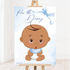 Blue Baby Bow Pin the Dummy Baby Shower Game Ethnic Edition