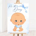 Blue Baby Bow Pin the Dummy Baby Shower Game