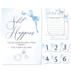Baby Shower Game - Shit Happens! in Pretty Blue Bow Theme