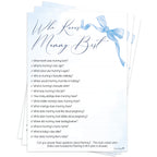 Baby Shower Game Who Knows Mummy Best in Blue Bow Theme
