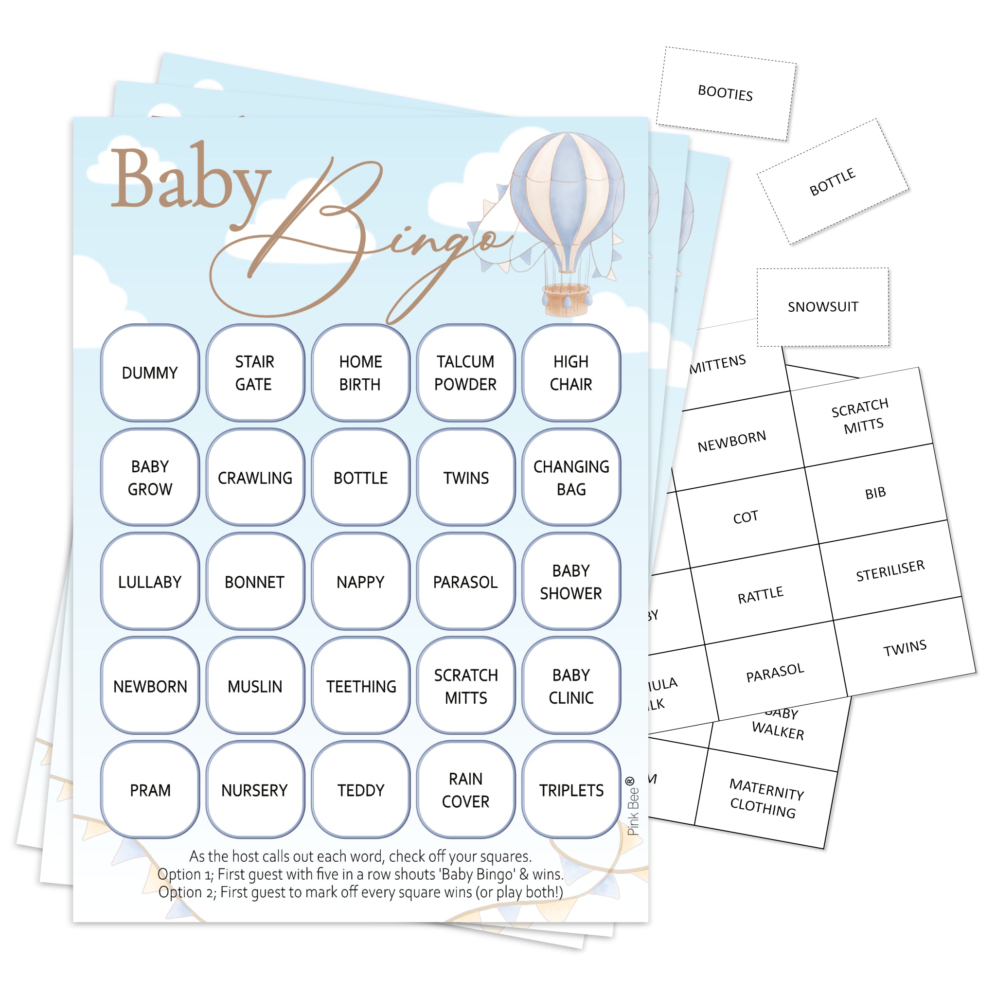 Baby Bingo Game in Up, Up and Away Theme Blue