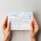 Blue Up & Away Hot Air Balloon Advice Cards – Baby Shower Keepsake for Parents-To-Be