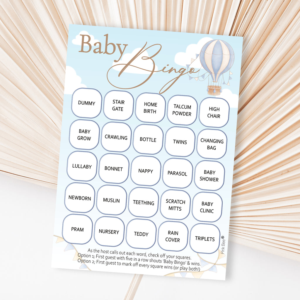Baby Bingo Game in Up, Up and Away Theme Blue