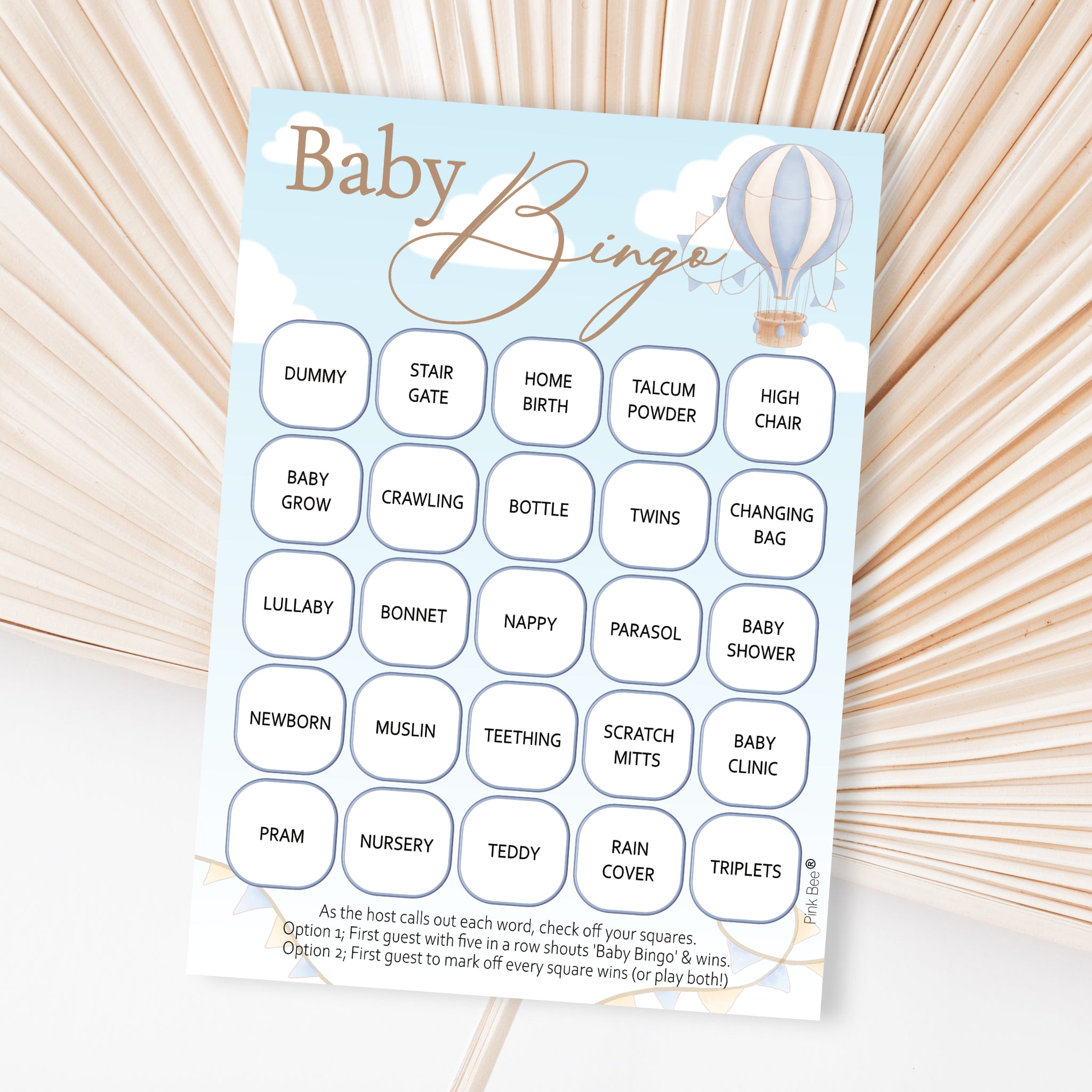 Baby Bingo Game in Up, Up and Away Theme Blue