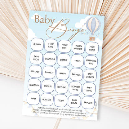 Baby Bingo Game in Up, Up and Away Theme Blue
