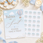 Up & Away Blue Baby Shower Favour Sign & Thank-You Stickers