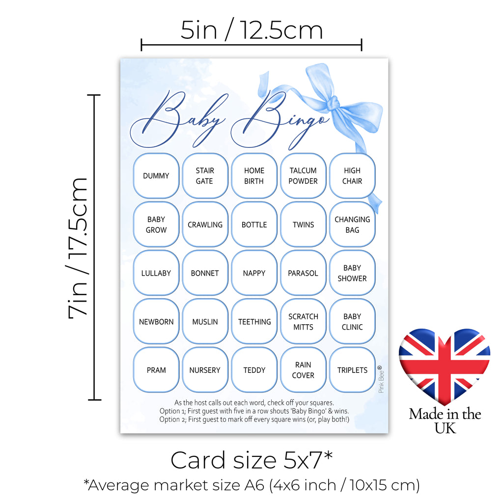 Baby Bingo Game in Pretty Blue Bow Theme
