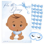 Blue Baby Bow Pin the Dummy Baby Shower Game Ethnic Edition