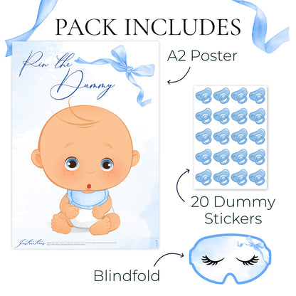 Blue Baby Bow Pin the Dummy Baby Shower Game