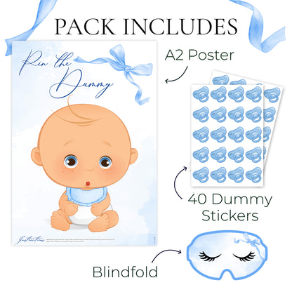 Blue Baby Bow Pin the Dummy Baby Shower Game