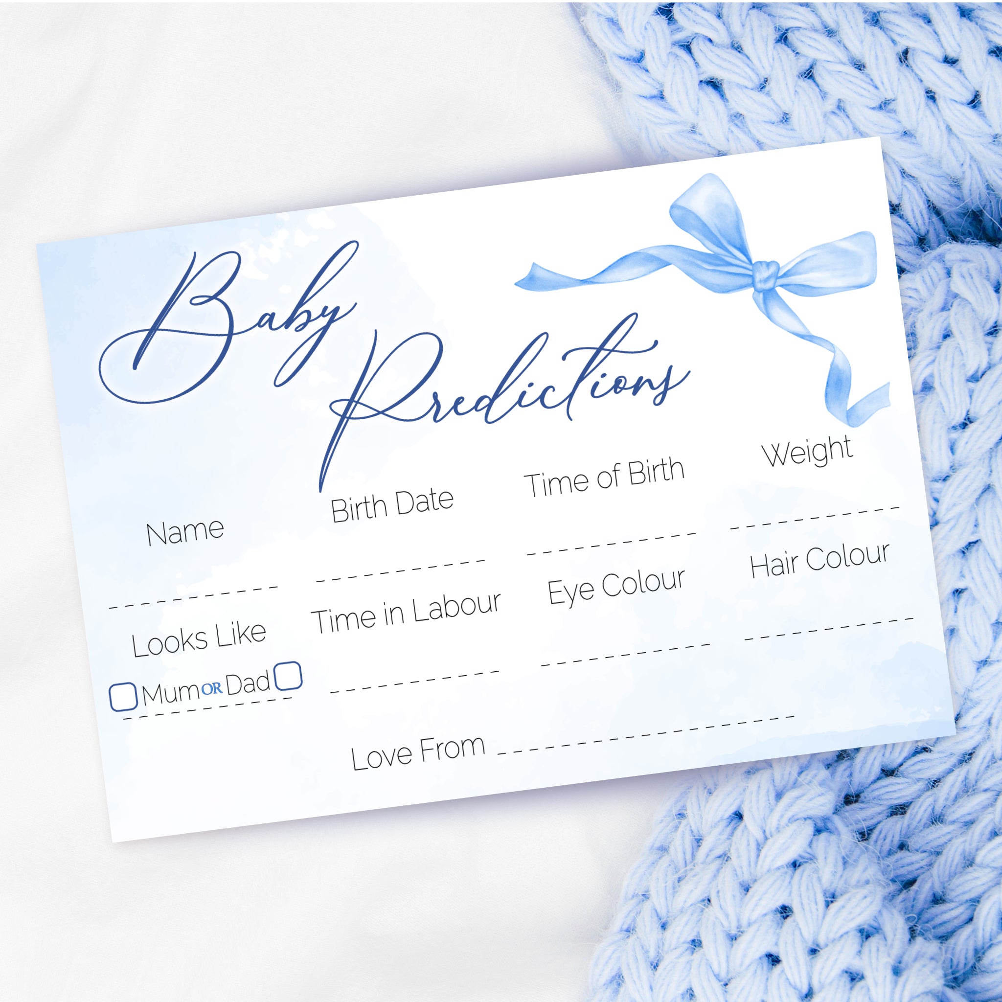 Blue Bow Prediction Cards